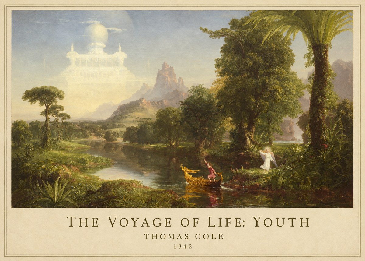 Thomas Cole The Voyage of Life: Youth V No1 - Póster
