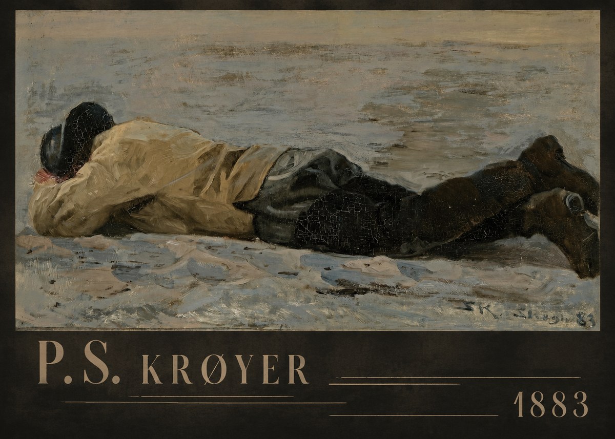 P.S. Krøyer Fisherman Lying on the Beach No6 - Póster