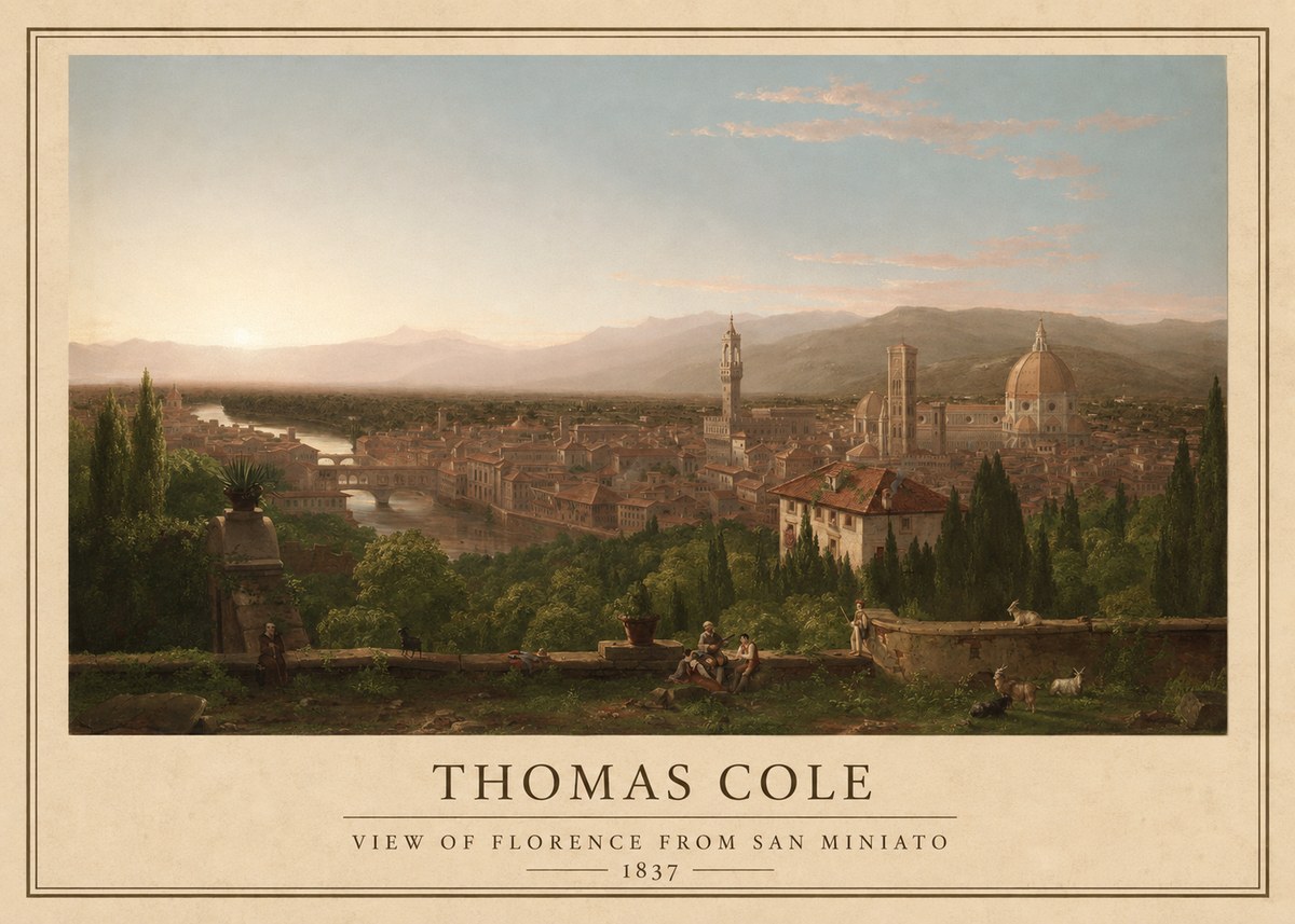 Thomas Cole View of Florence from San Miniato No1 - Póster