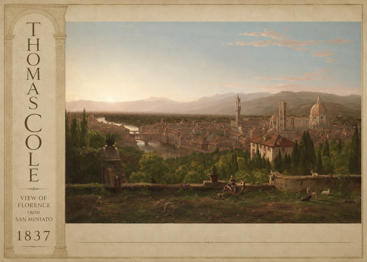 Thomas Cole View of Florence from San Miniato No2 - Póster