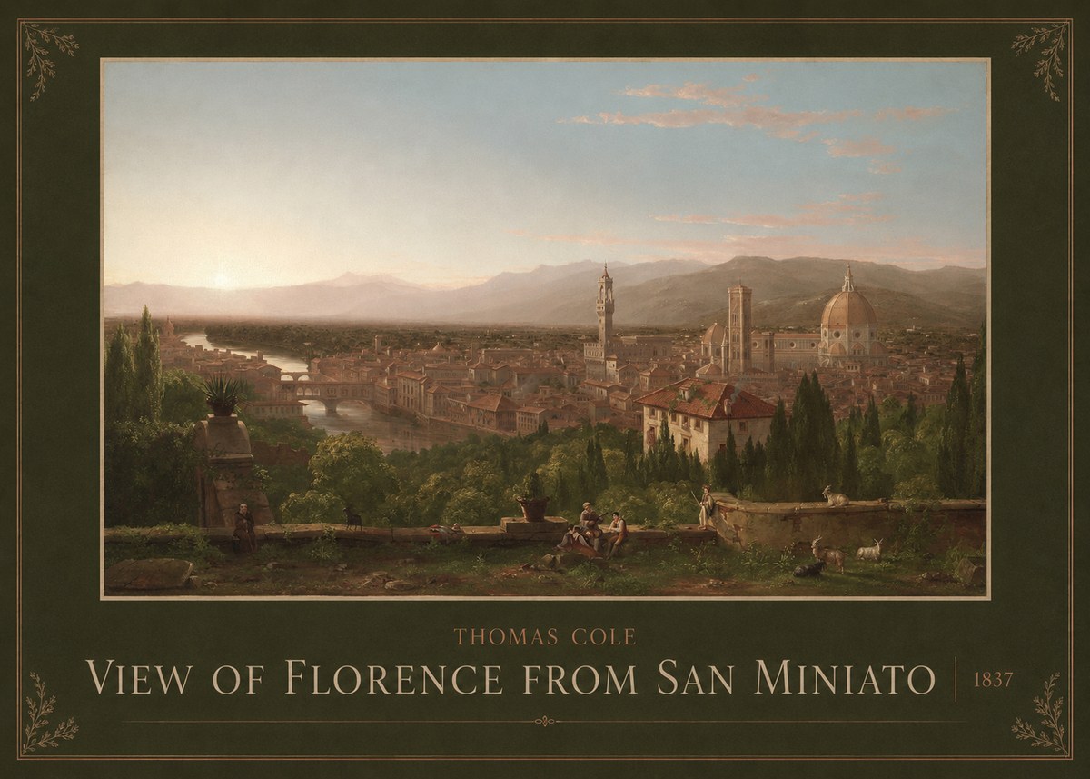 Thomas Cole View of Florence from San Miniato No3 - Póster