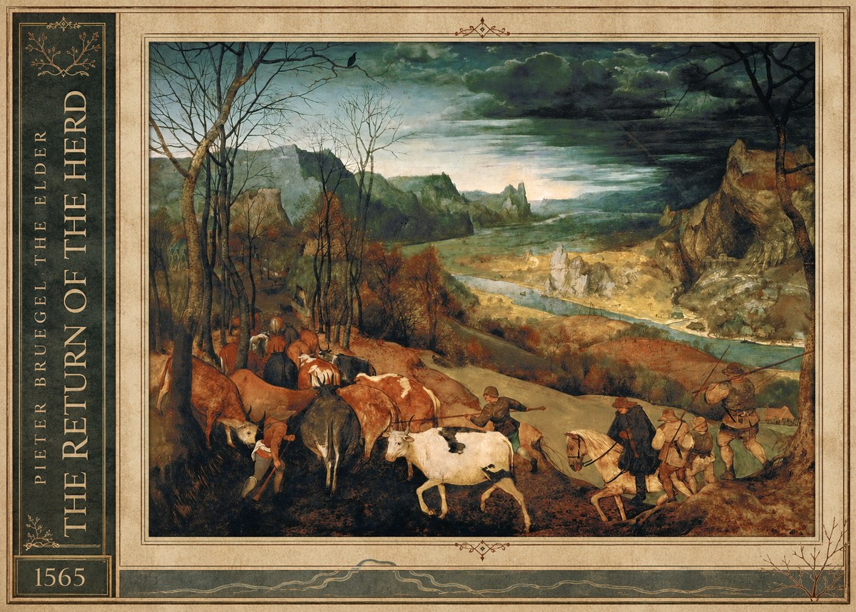 Pieter Bruegel The Return of the Herd No2 - Póster