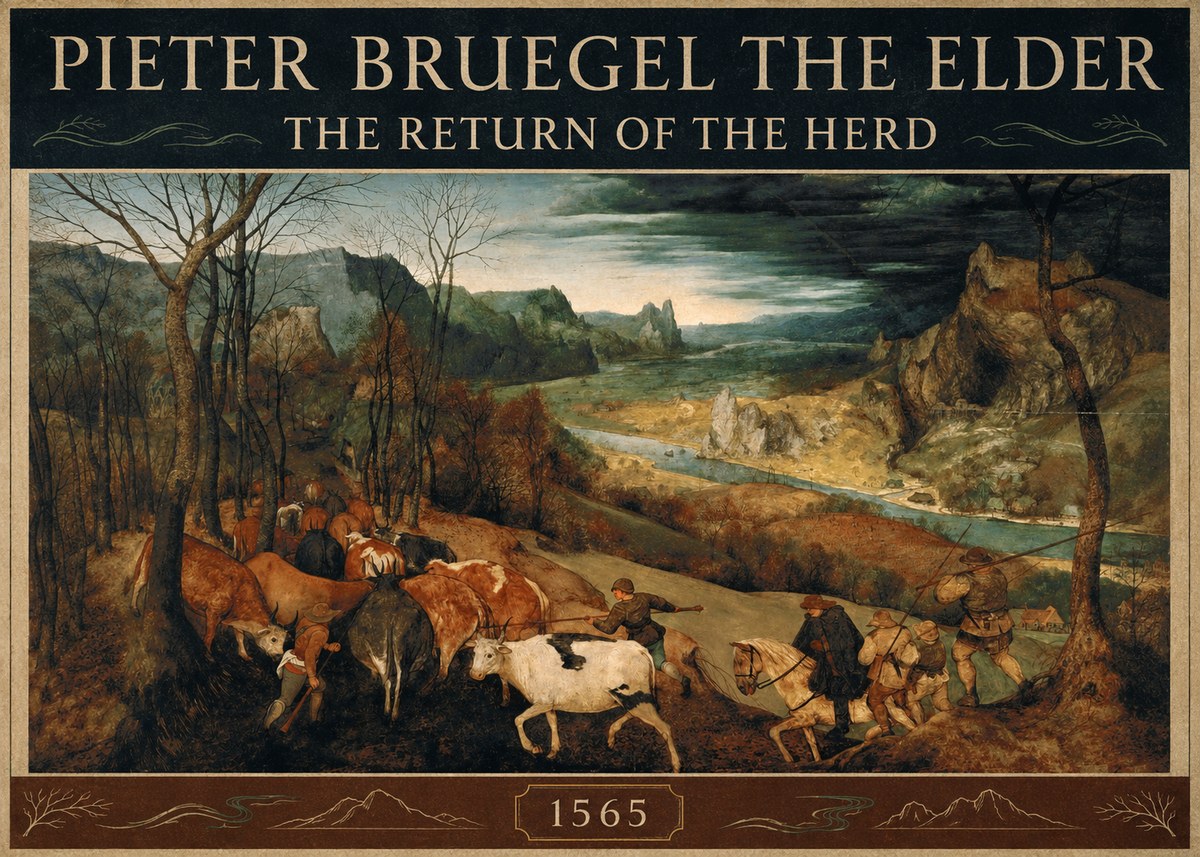 Pieter Bruegel The Return of the Herd No3 - Póster