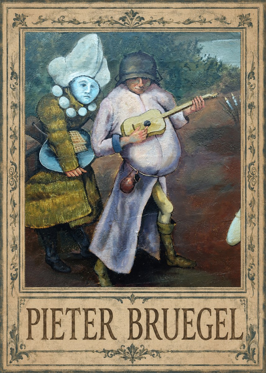 Pieter Bruegel Two Figures with a Lute No1 - Póster