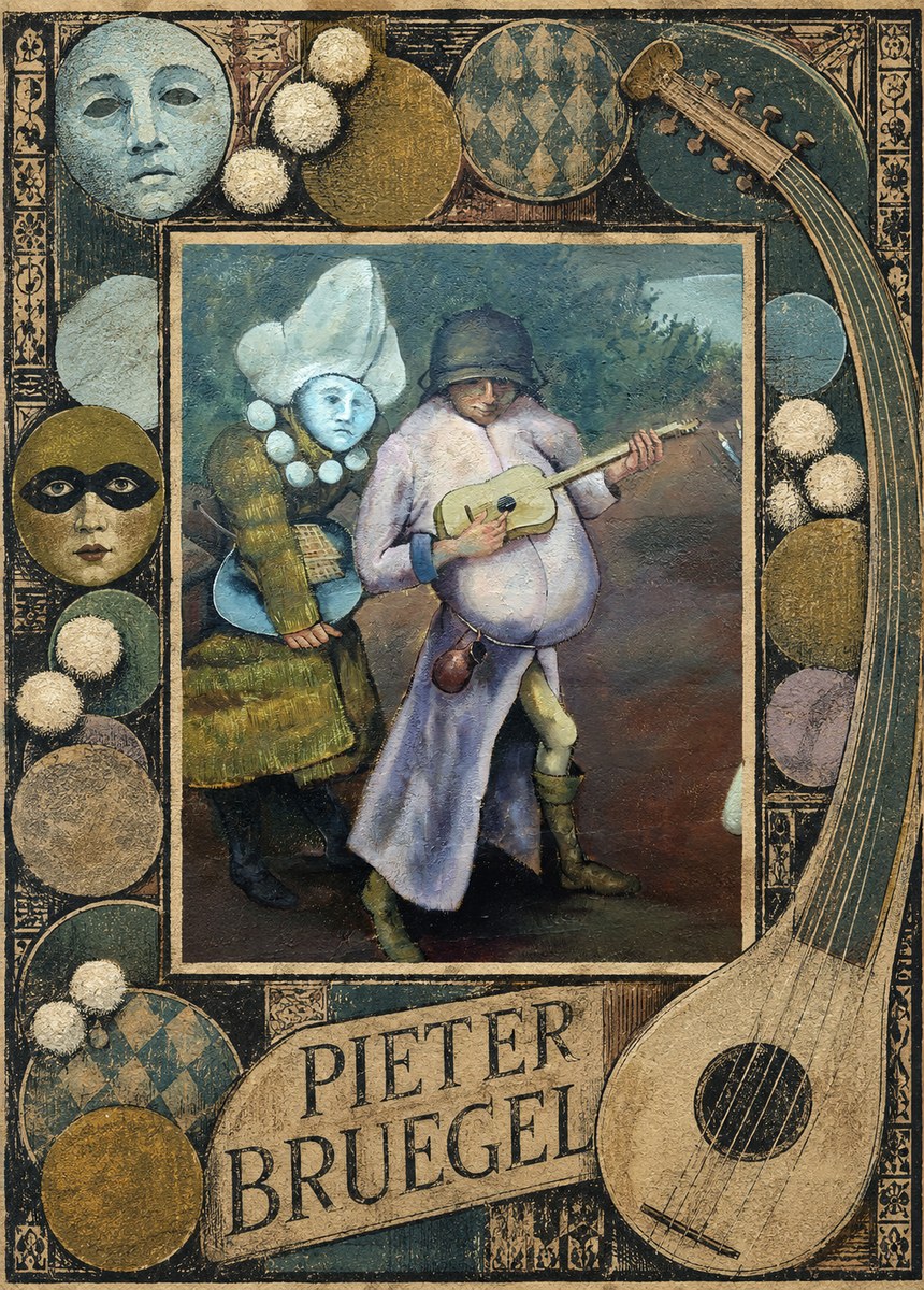 Pieter Bruegel Two Figures with a Lute No6 - Póster