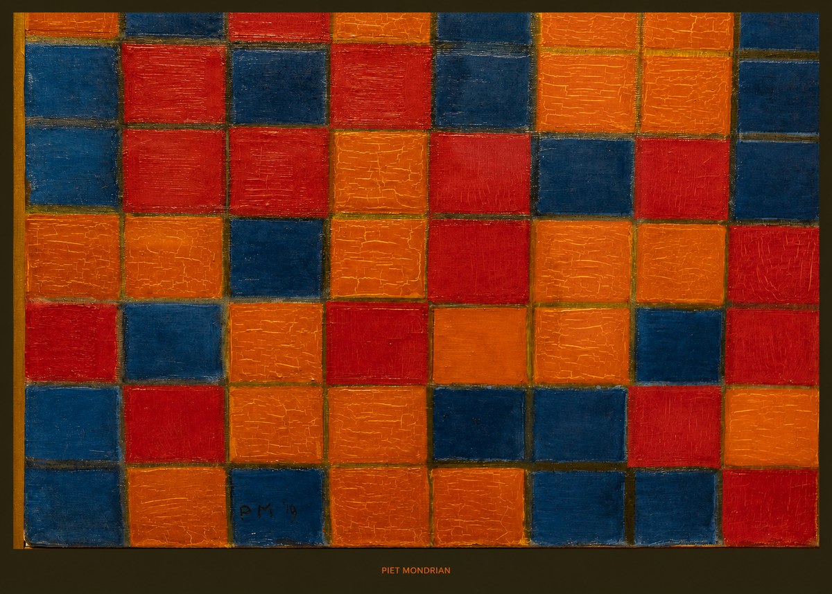Piet Mondrian Checkerboard Composition with Dark Colors No6 - Póster