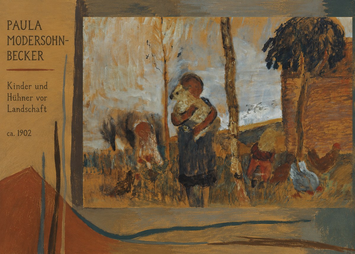 Paula Modersohn-Becker Kinder Und Hühner Vor Landschaft No2 - Póster