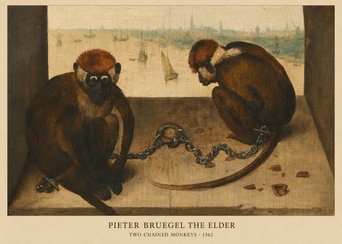 Pieter Bruegel Two Chained Monkeys II No6 - Póster