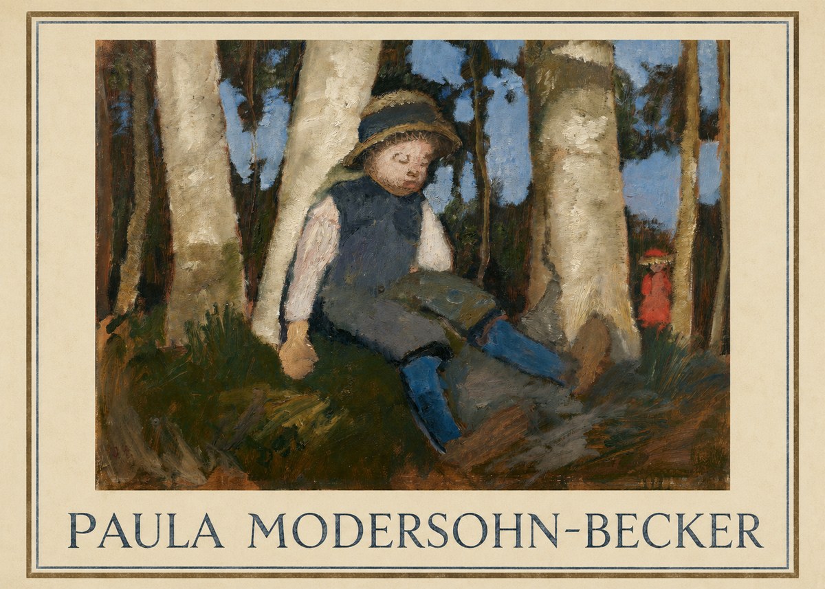 Paula Modersohn-Becker Sleeping Child in a Birch Grove No1 - Póster