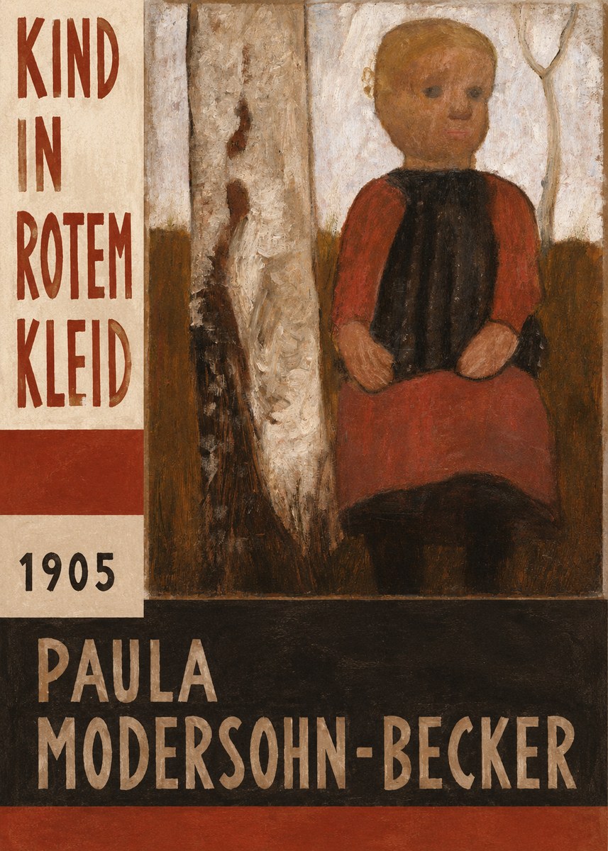 Paula Modersohn-Becker Kind in Rotem Kleid No6 - Póster