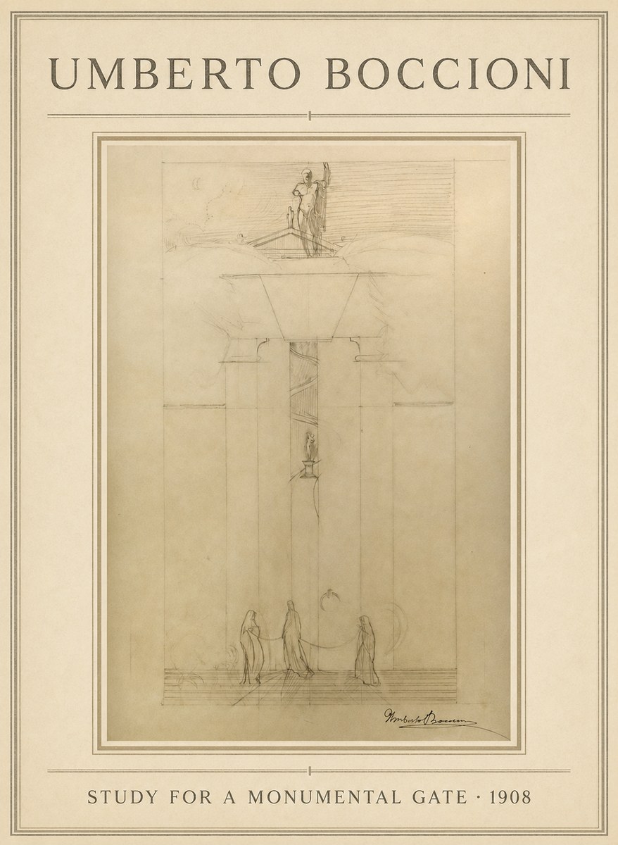 Umberto Boccioni Study for a Monumental Gate No1 - Póster