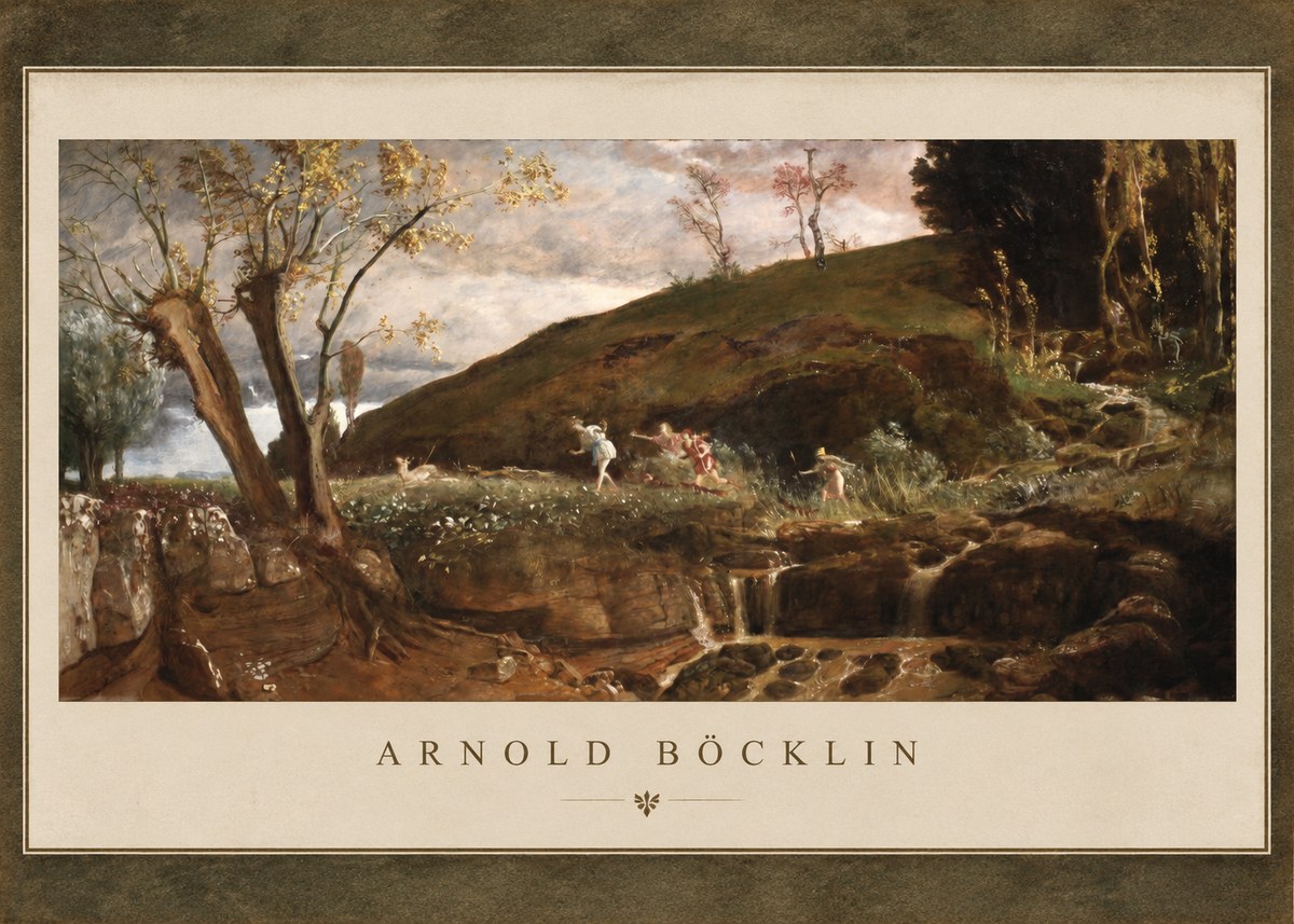 Arnold Böcklin Nymphs and Satyr No1 - Póster