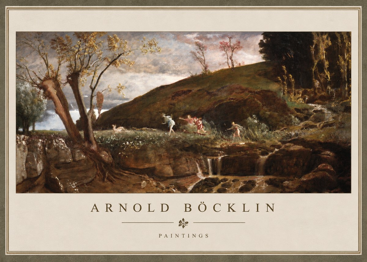 Arnold Böcklin Nymphs and Satyr No3 - Póster
