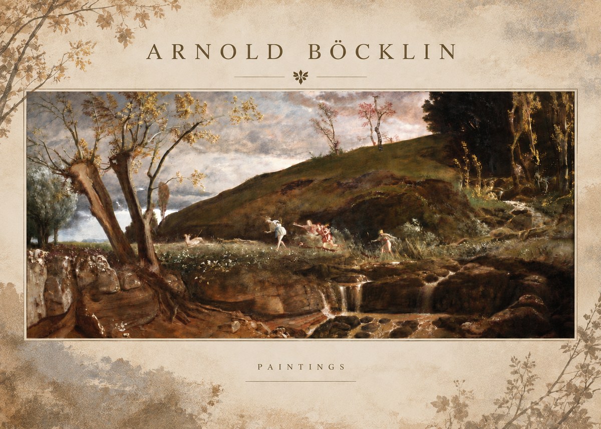 Arnold Böcklin Nymphs and Satyr No6 - Póster