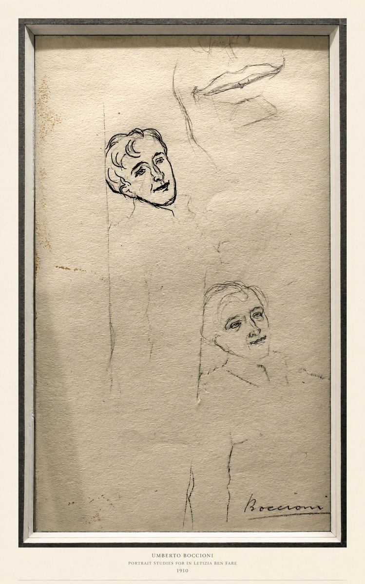 Umberto Boccioni Portrait Studies for in Letizia Ben Fare No6 - Póster