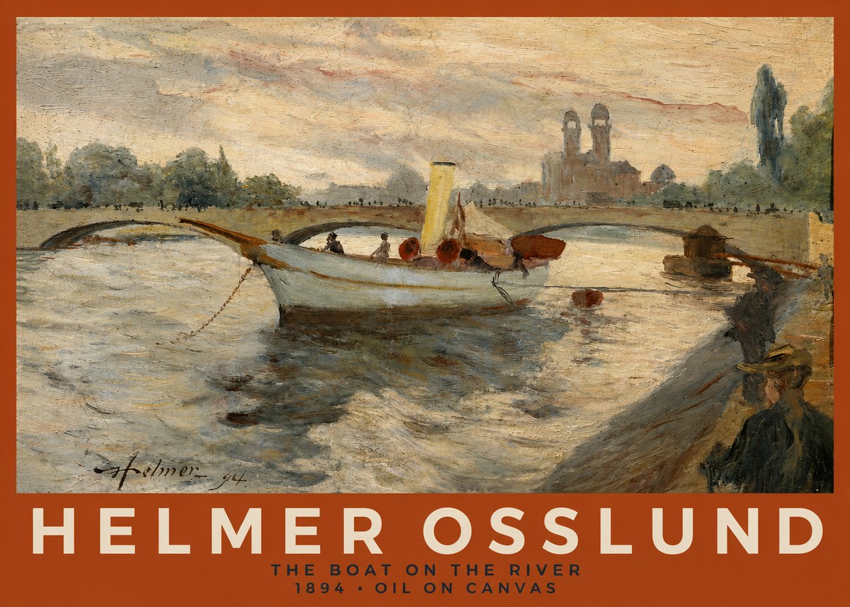 Helmer Osslund The Boat on the River No2 - Póster