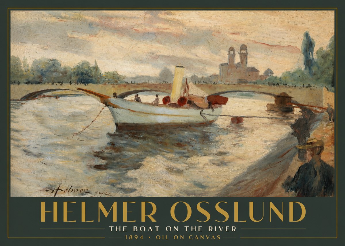 Helmer Osslund The Boat on the River No3 - Póster