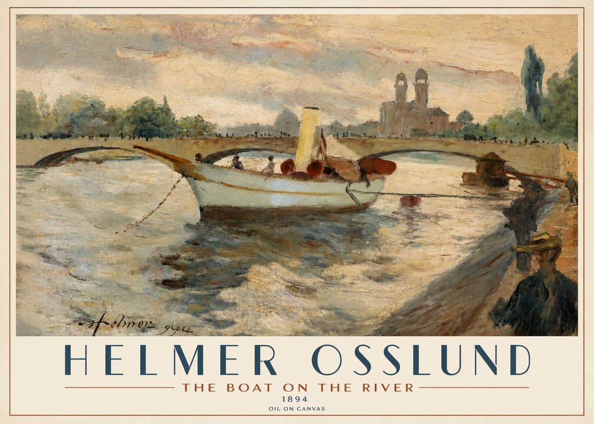 Helmer Osslund The Boat on the River No4 - Póster