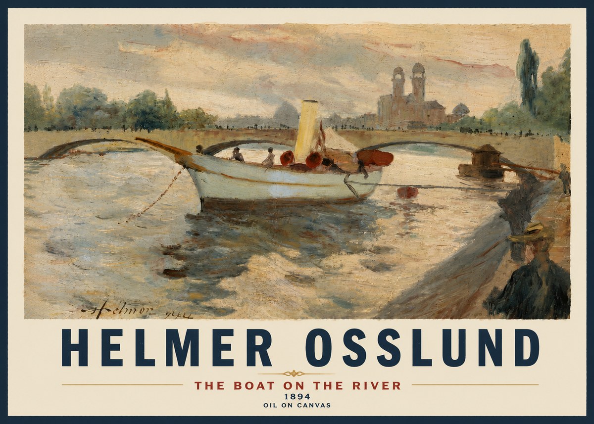 Helmer Osslund The Boat on the River No5 - Póster