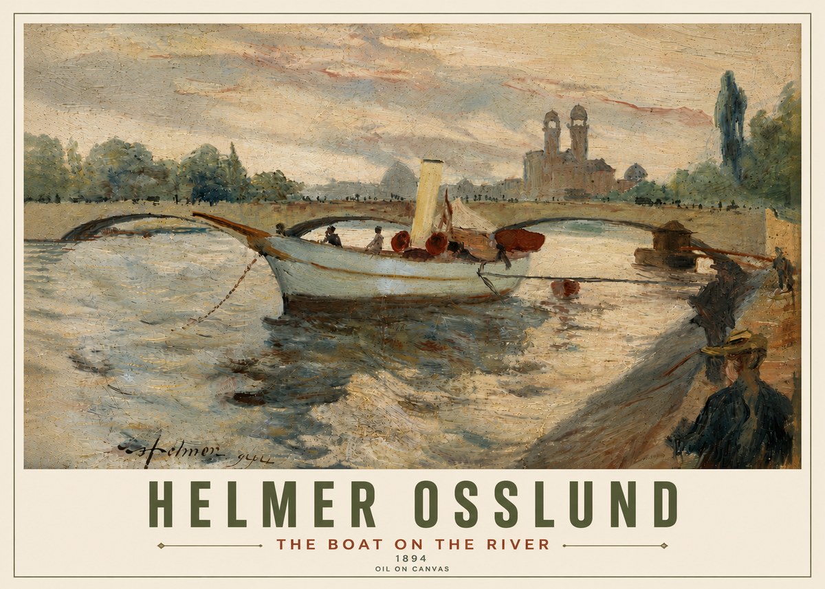 Helmer Osslund The Boat on the River No6 - Póster