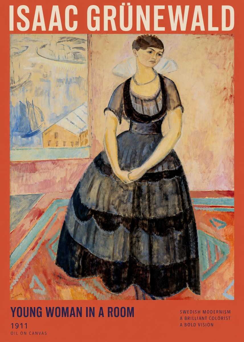Isaac Grünewald Young Woman in a Room No2 - Póster