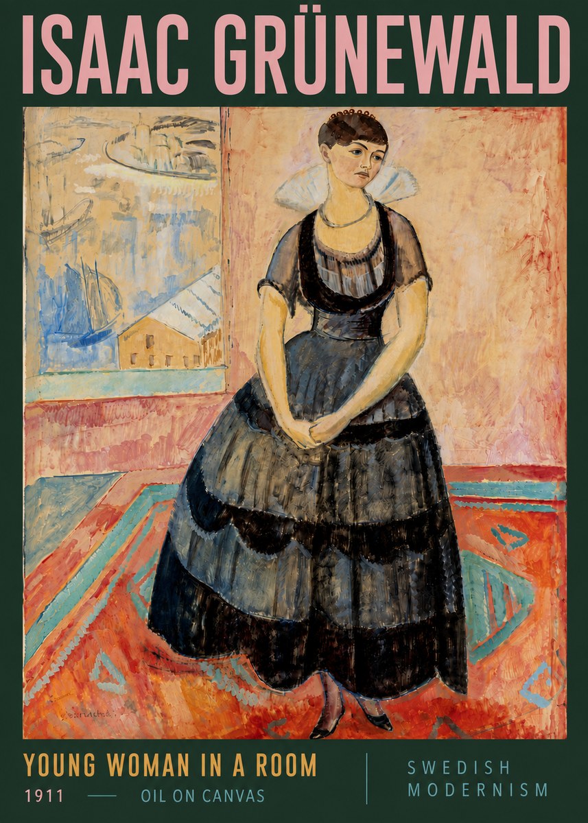 Isaac Grünewald Young Woman in a Room No5 - Póster