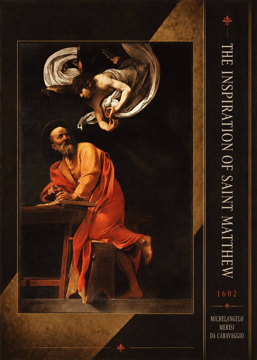 Michelangelo Merisi da Caravaggio The Inspiration of Saint Matthew II No3 - Póster