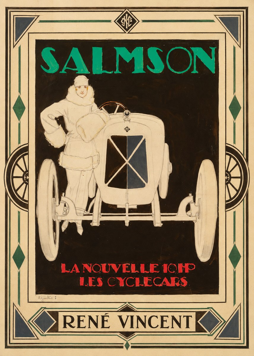 René Vincent Salmson La Nouvelle 10Hp Les Cyclecars No1 - Póster