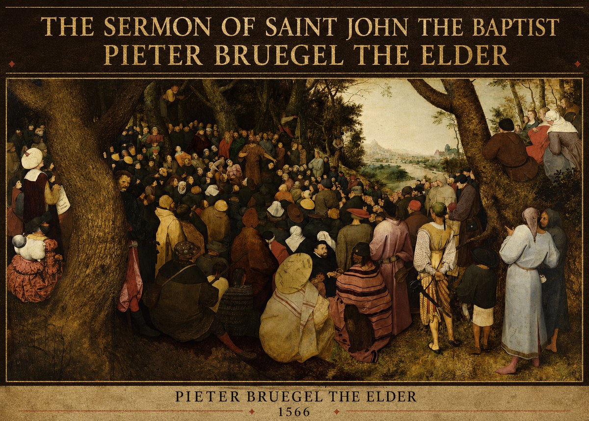 Pieter Bruegel The Sermon of Saint John the Baptist II No5 - Póster
