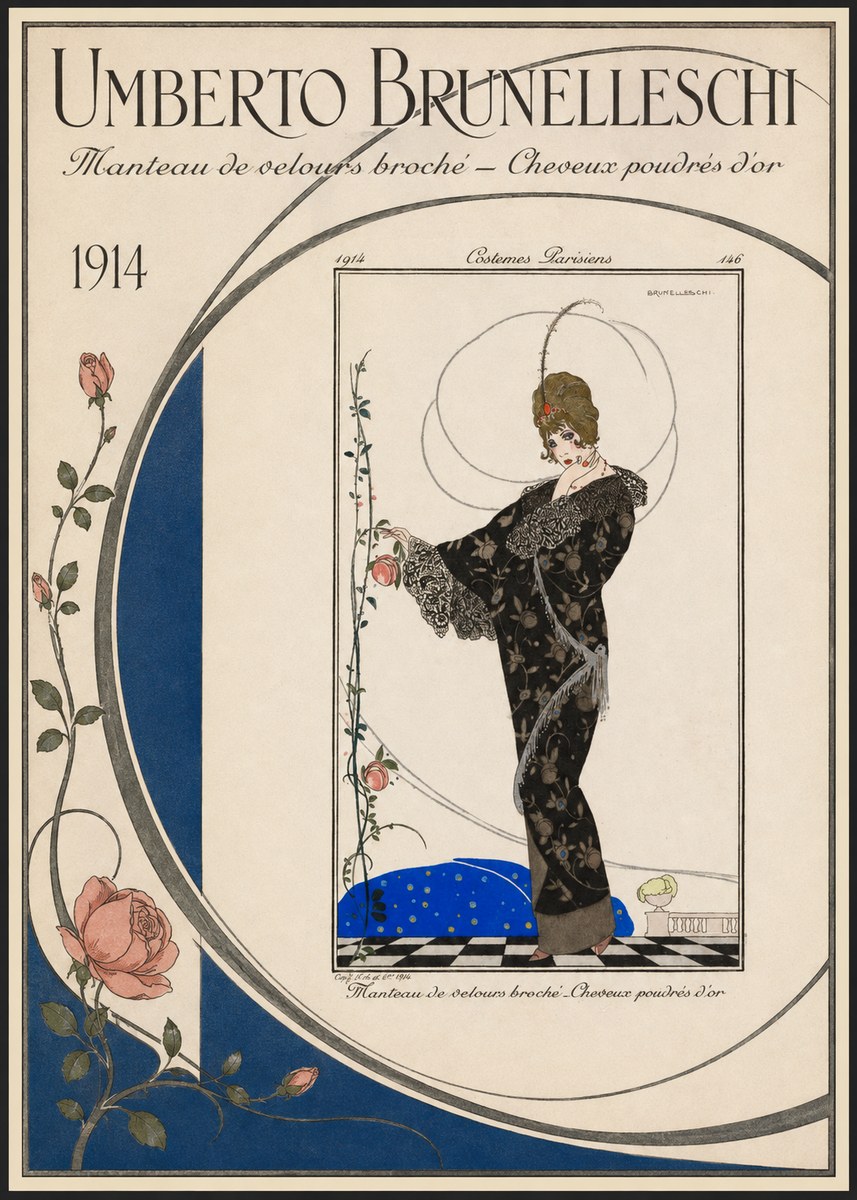 Umberto Brunelleschi Manteau De Velours Broché – Cheveux Poudrés D'or No3 - Póster