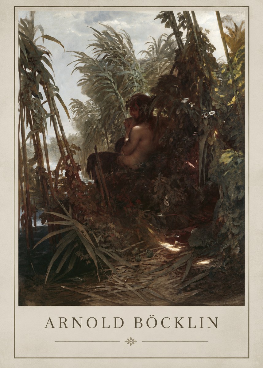 Arnold Böcklin Faun Playing the Panpipes No2 - Póster