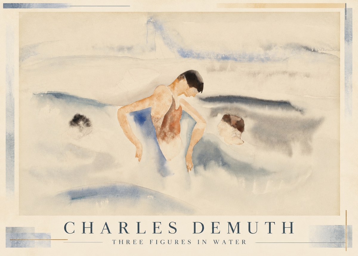Charles Demuth Three Figures in Water No1 - Póster