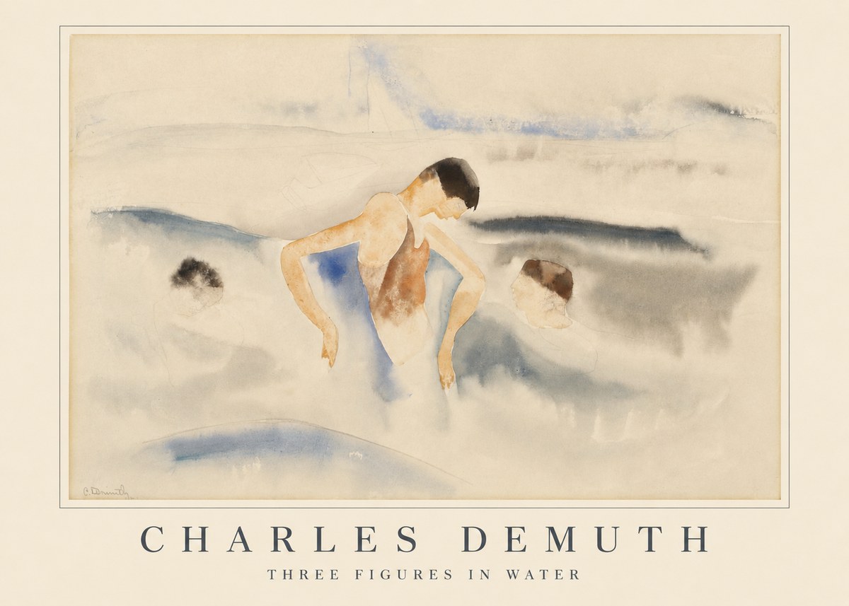 Charles Demuth Three Figures in Water No5 - Póster