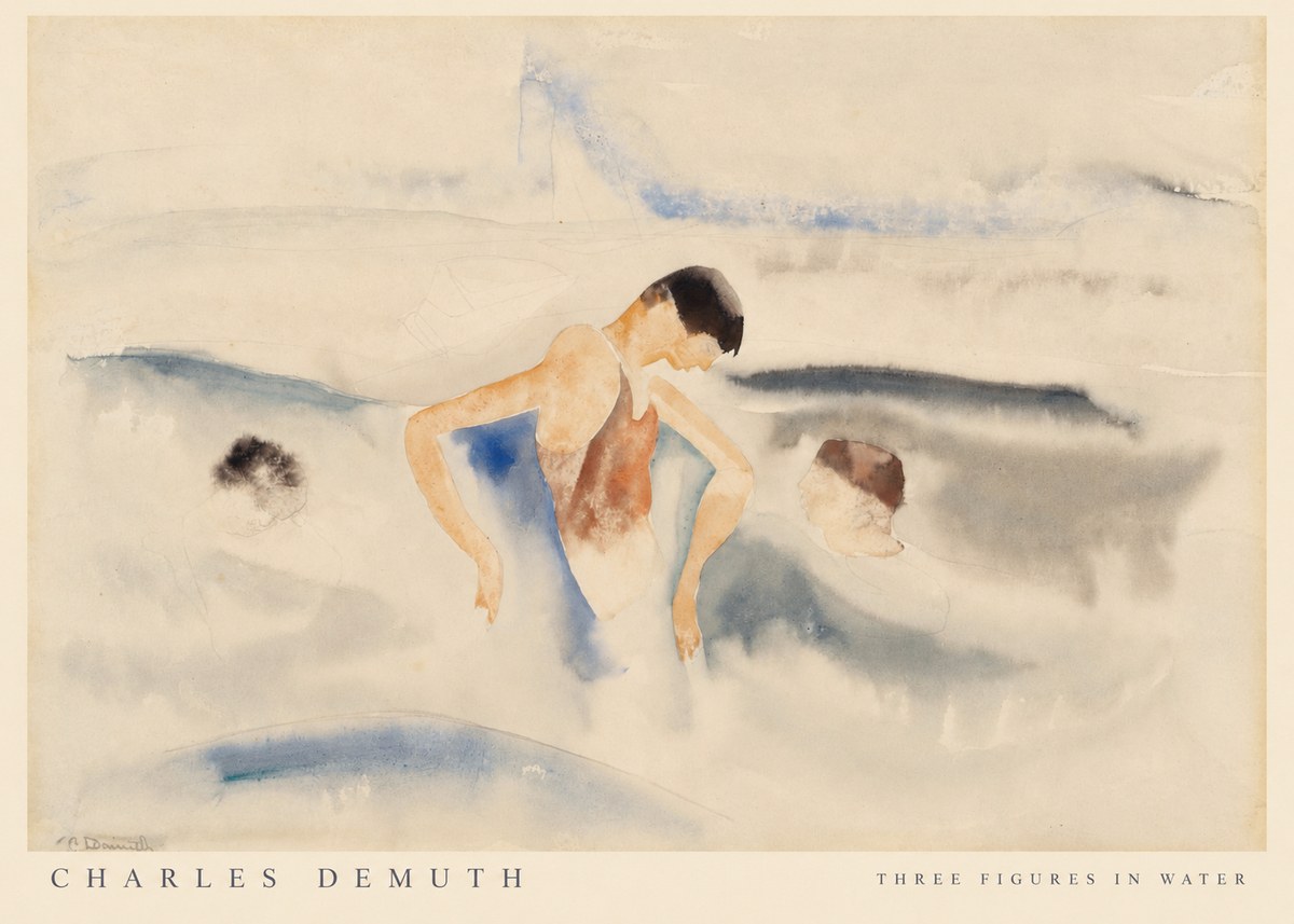 Charles Demuth Three Figures in Water No6 - Póster