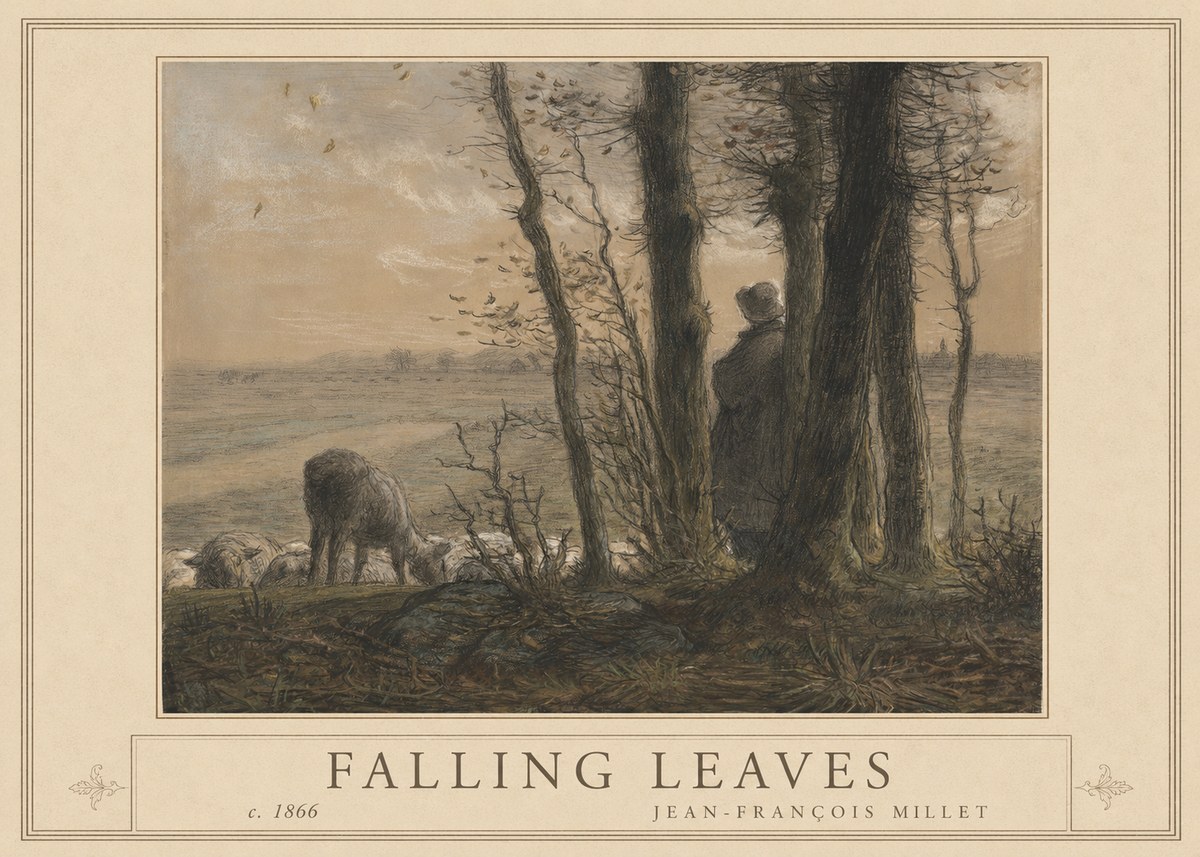 Jean-François Millet Falling Leaves No1 - Póster