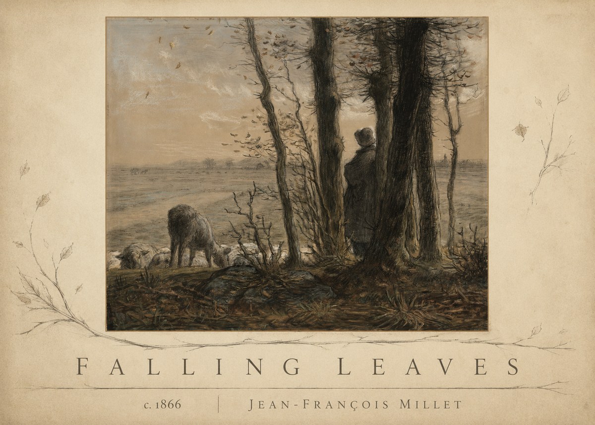 Jean-François Millet Falling Leaves No3 - Póster