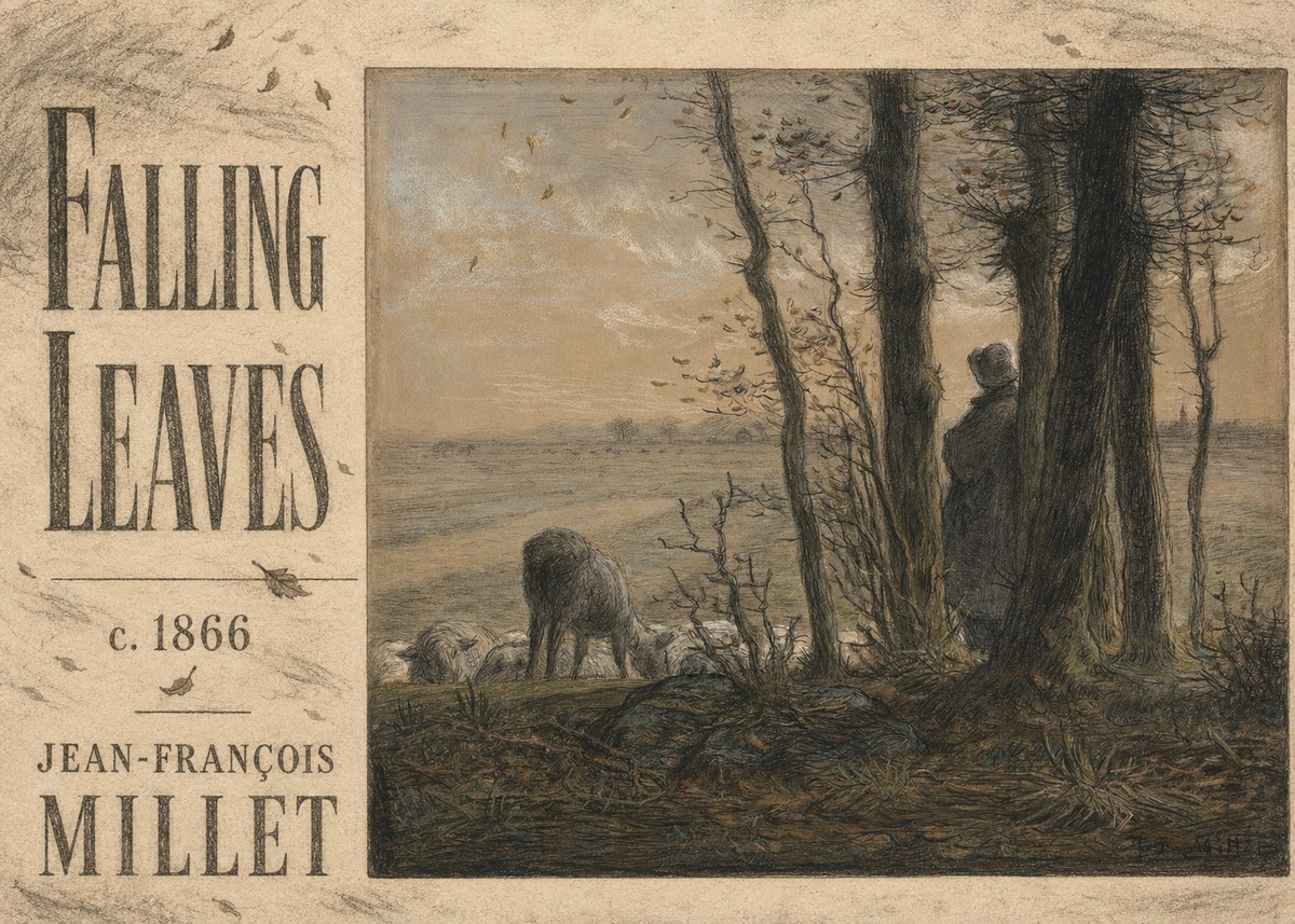 Jean-François Millet Falling Leaves No5 - Póster