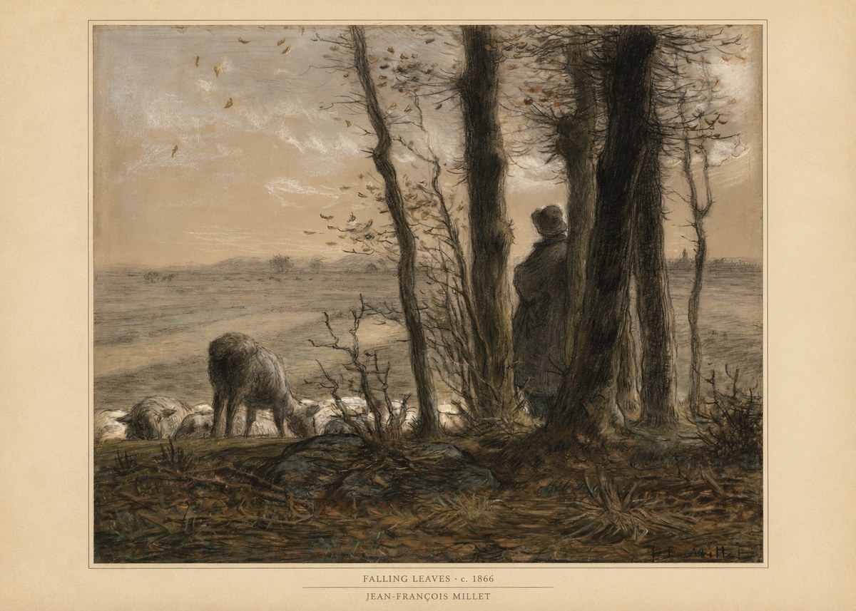 Jean-François Millet Falling Leaves No6 - Póster