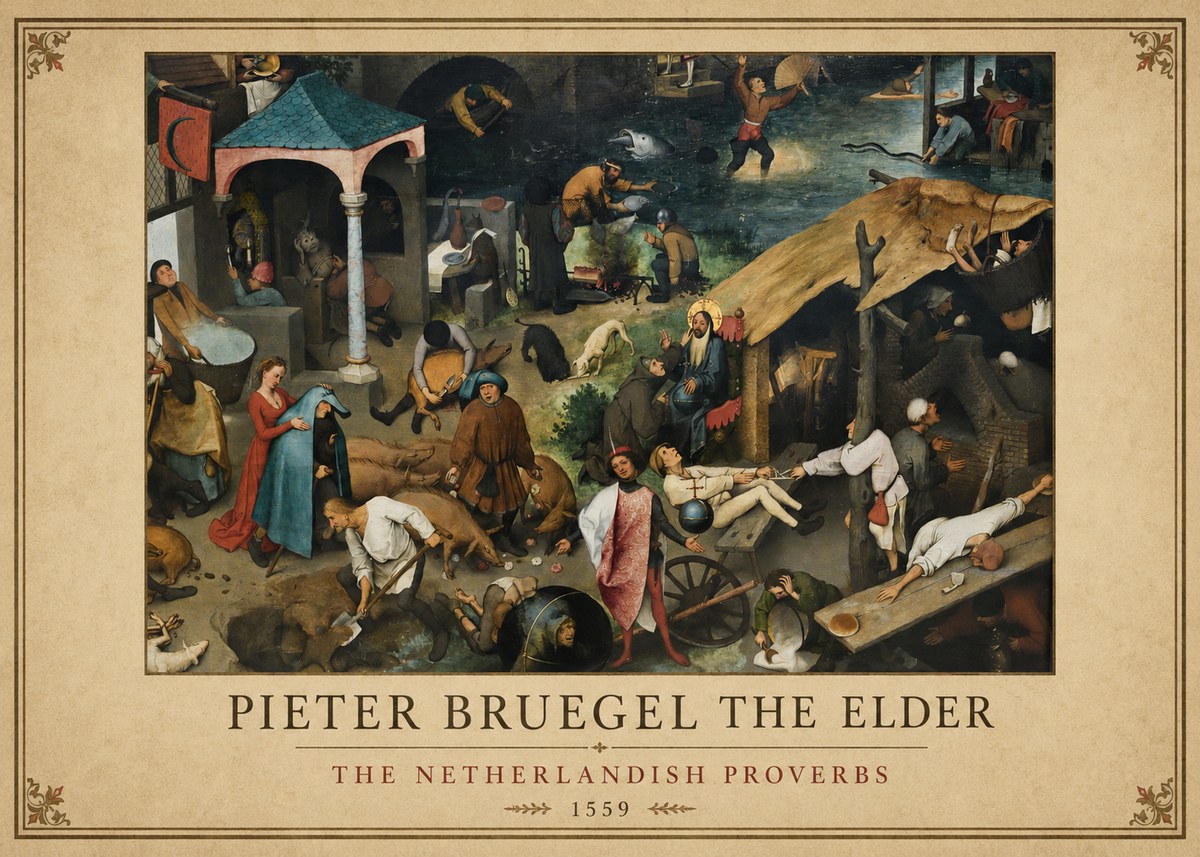 Pieter Bruegel The Netherlandish Proverbs III No1 - Póster