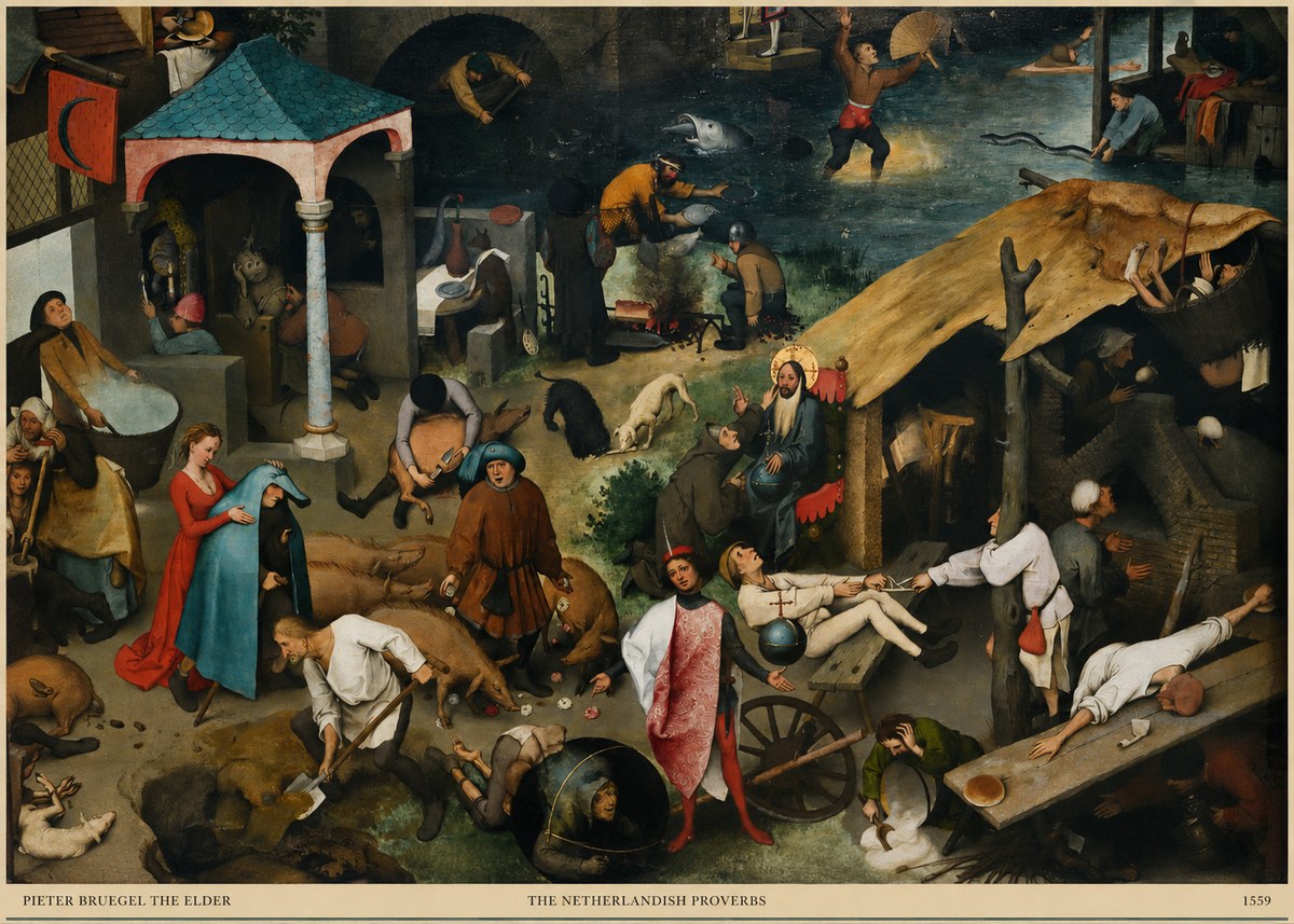 Pieter Bruegel The Netherlandish Proverbs III No6 - Póster